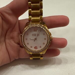 Coach Gold Watch with Crystal Details